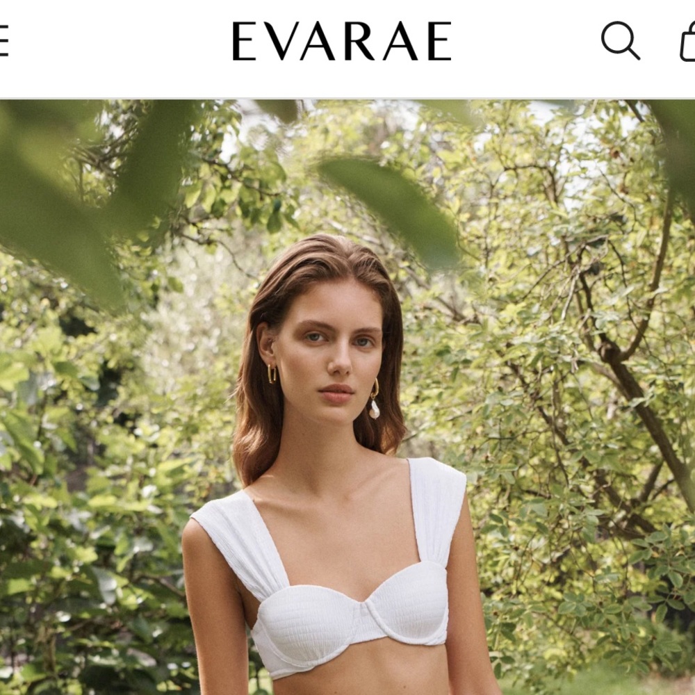 Evarae White Audrey Bikini Top Size Medium UK12 US6